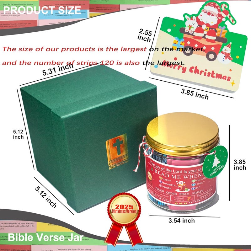 CODINOO Christmas Bible Verse Jar – 120 Color Code Bible Verse, 6 Colors for 6 Emotions, Best Christmas Gifts 2025 For Women, Teen Girls, Grandkids, Unique White Elephant Gifts, Best Holiday Presents - Image 2